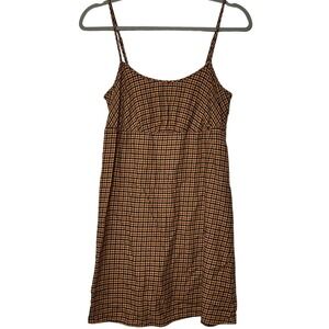 Wild Fable Plaid Cami Dress Orange Black Yellow Mini Spaghetti Adjustable Straps